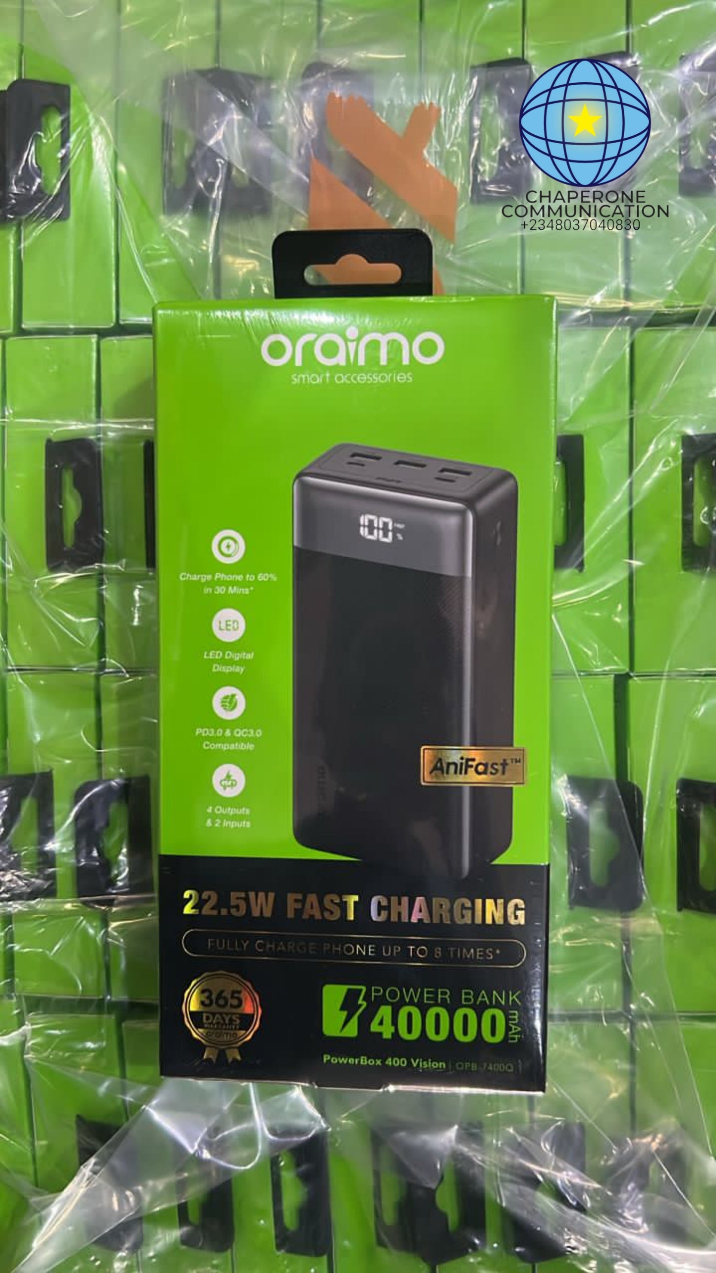 Oraimo Power Box 400 Vision 40,000mAh Power Bank — Fast Charging | OPB-7400Q