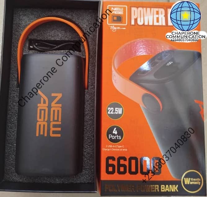 New Age Turbo Ultra 6 | 66,000mAh 22.5W Fast Charging Power Bank — LED Flashlight | Multi-Port
