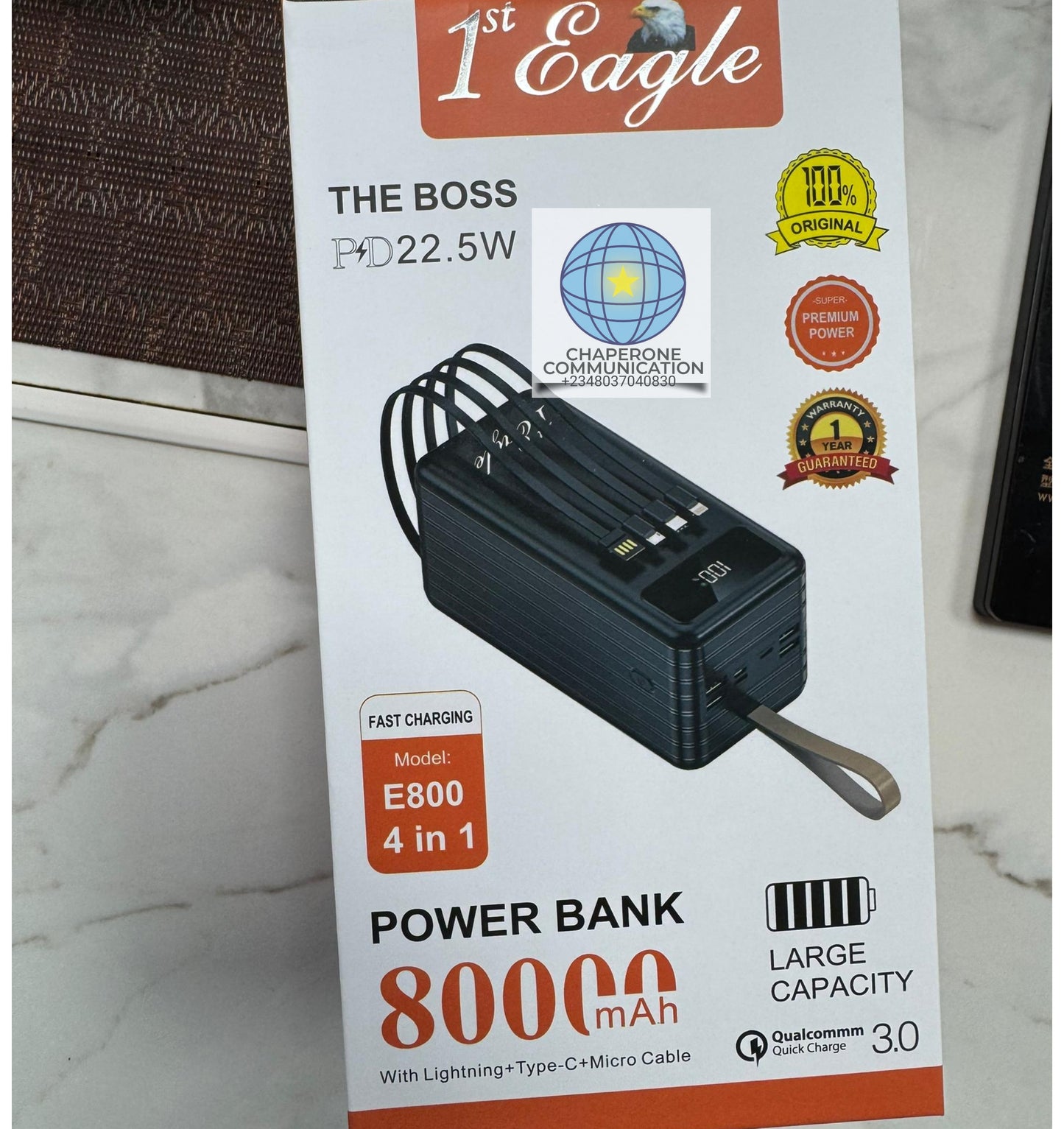 First Eagle 80,000mAh 22.5W Fast Charging Power Bank — LED Flashlight | Multi-Port