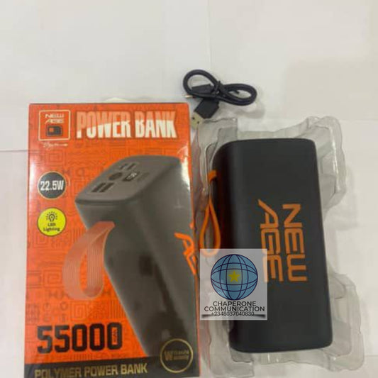 New Age Turbo Ultra 5 55,000mAh 22.5W Fast Charging Power Bank — LED Flashlight | Multi-Port