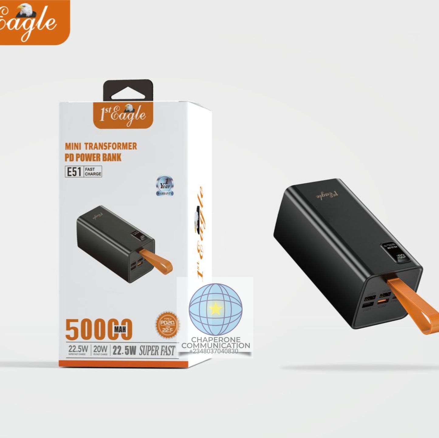 First Eagle E51 50,000mAh 22.5W Fast Charging Power Bank — LED Meter | Multi-Port