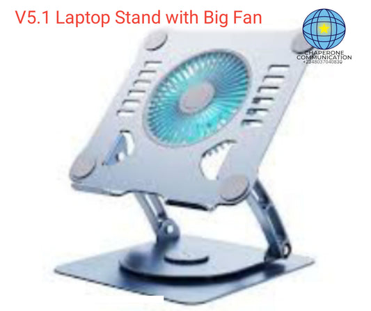 V5.1 Ergonomic Cooling Laptop Stand with Built-in Electric Fan — Adjustable | Anti-Overheating