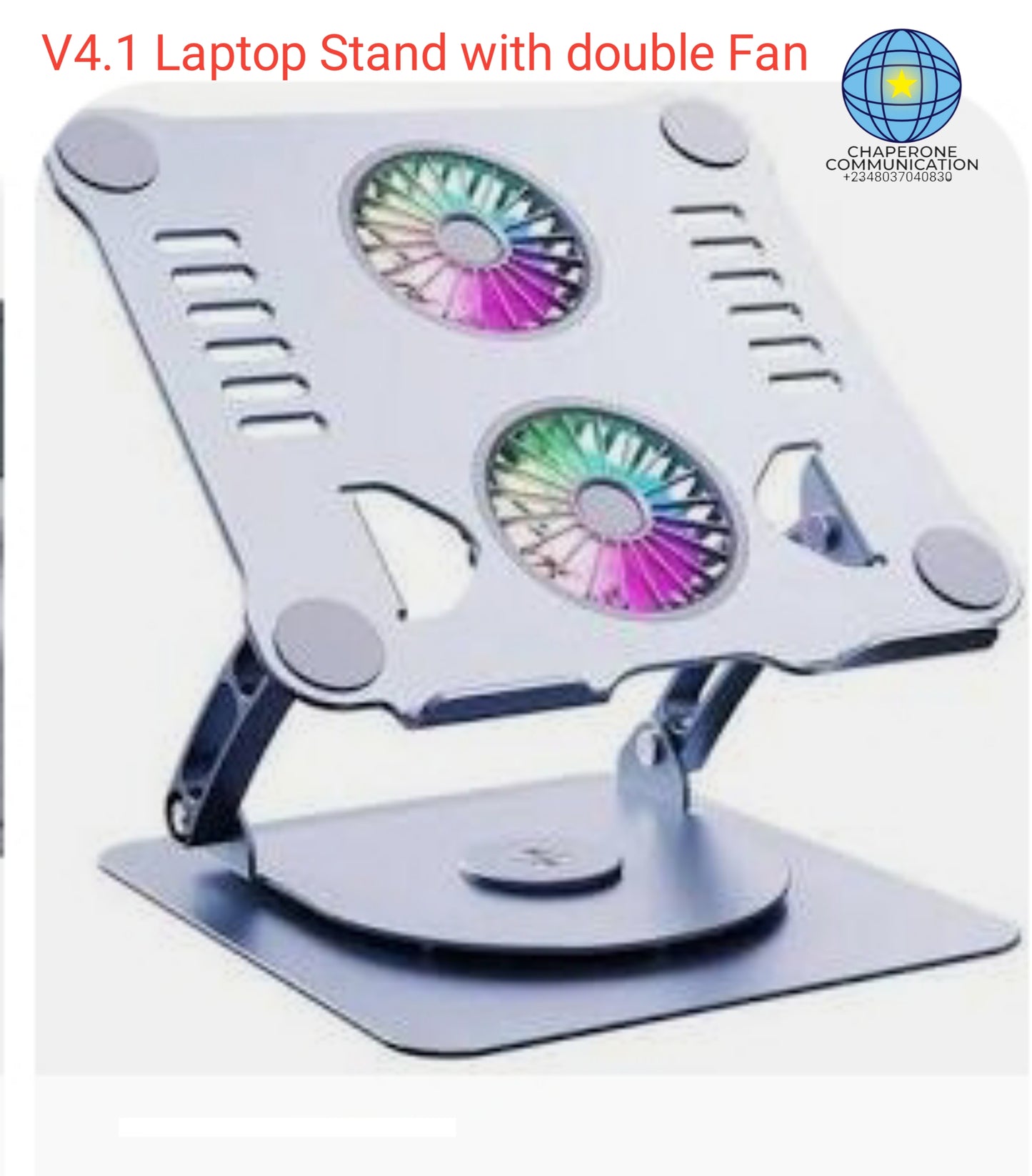 Laptop Stand V4.1 with Built-in Electric Cooling Fan — Adjustable | Ergonomic | Anti-Overheating