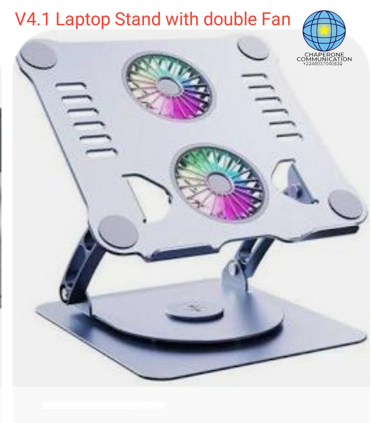 Laptop Stand V4.1 with Built-in Electric Cooling Fan — Adjustable | Ergonomic | Anti-Overheating