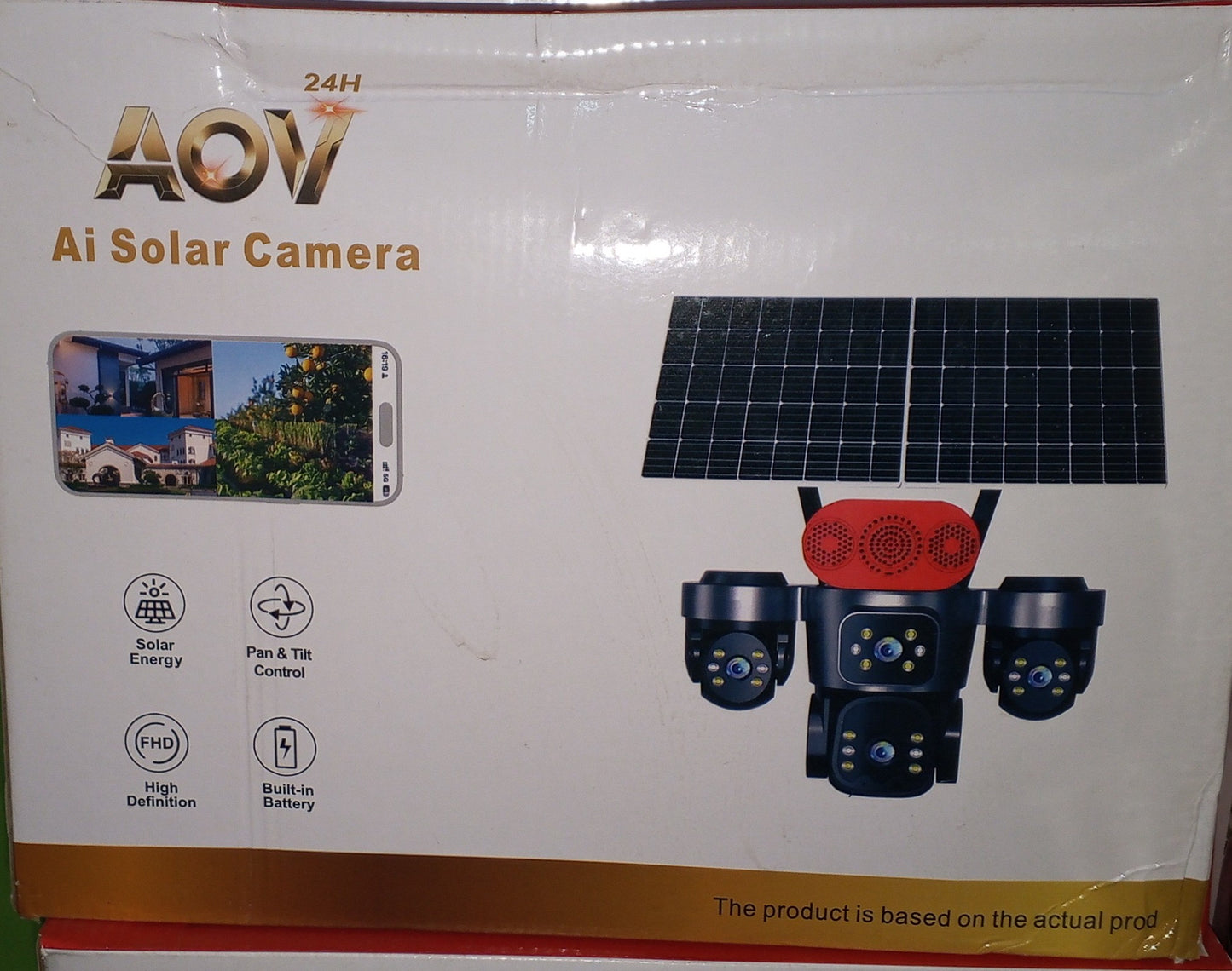 AOV 4-Lens AI Solar Security CCTV Camera | 360° Quad View Smart Surveillance