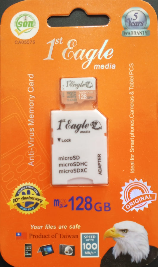 First Eagle 128GB MicroSD Memory Card — High Speed | 5-Year Warranty