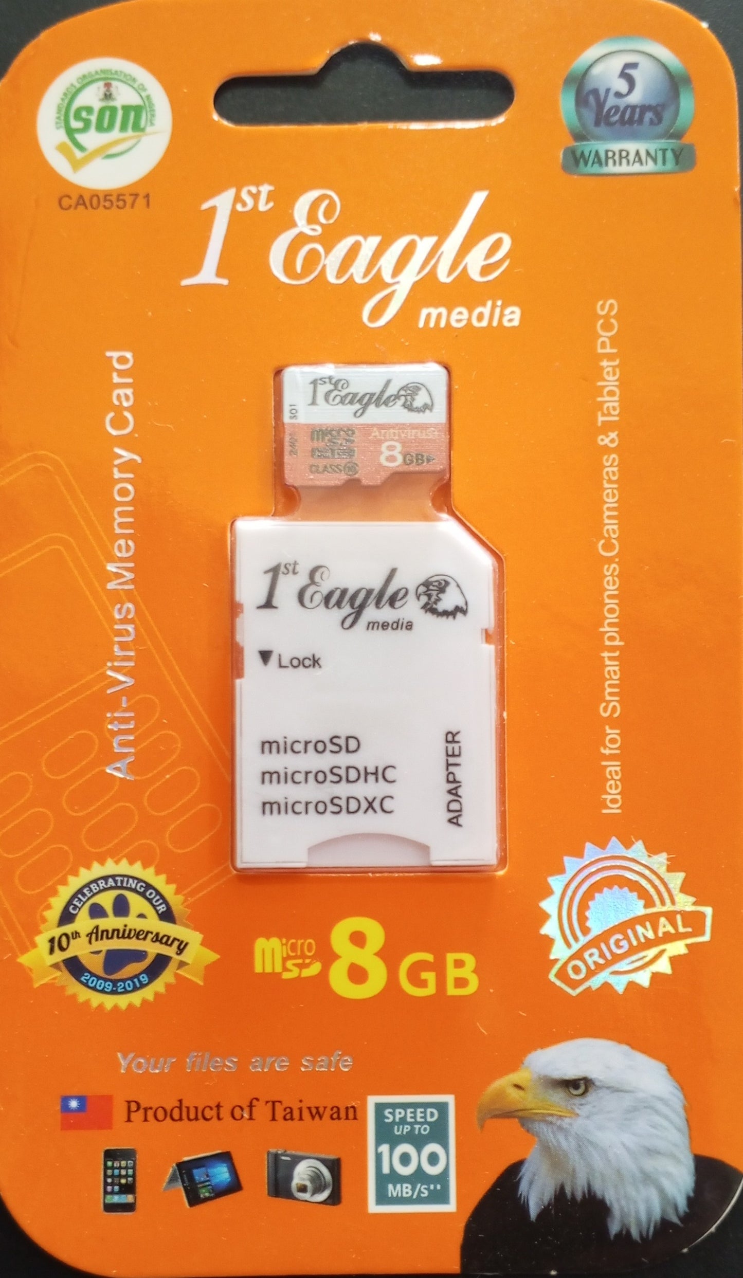 First Eagle 8GB MicroSD Memory Card — High Speed | 5-Year Warranty