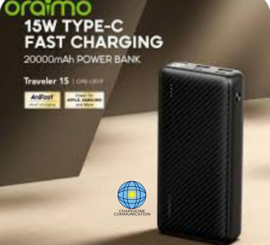 Oraimo Traveler 15 20,000mAh Power Bank — 15W Fast Charging | OPB-1201P
